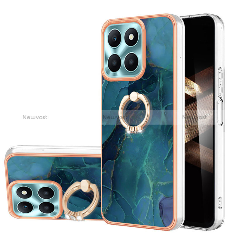 Silicone Candy Rubber Gel Fashionable Pattern Soft Case Cover with Finger Ring Stand YB1 for Huawei Honor X8b