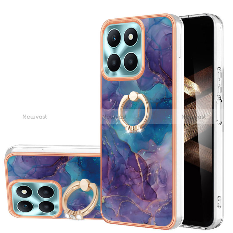 Silicone Candy Rubber Gel Fashionable Pattern Soft Case Cover with Finger Ring Stand YB1 for Huawei Honor X8b