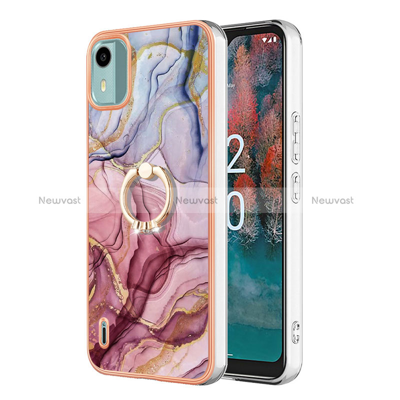 Silicone Candy Rubber Gel Fashionable Pattern Soft Case Cover with Finger Ring Stand YB1 for Nokia C12 Mixed