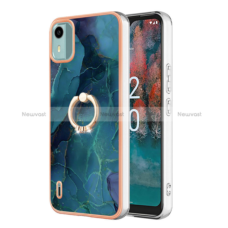 Silicone Candy Rubber Gel Fashionable Pattern Soft Case Cover with Finger Ring Stand YB1 for Nokia C12 Plus