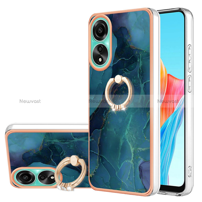 Silicone Candy Rubber Gel Fashionable Pattern Soft Case Cover with Finger Ring Stand YB1 for Oppo A78 4G