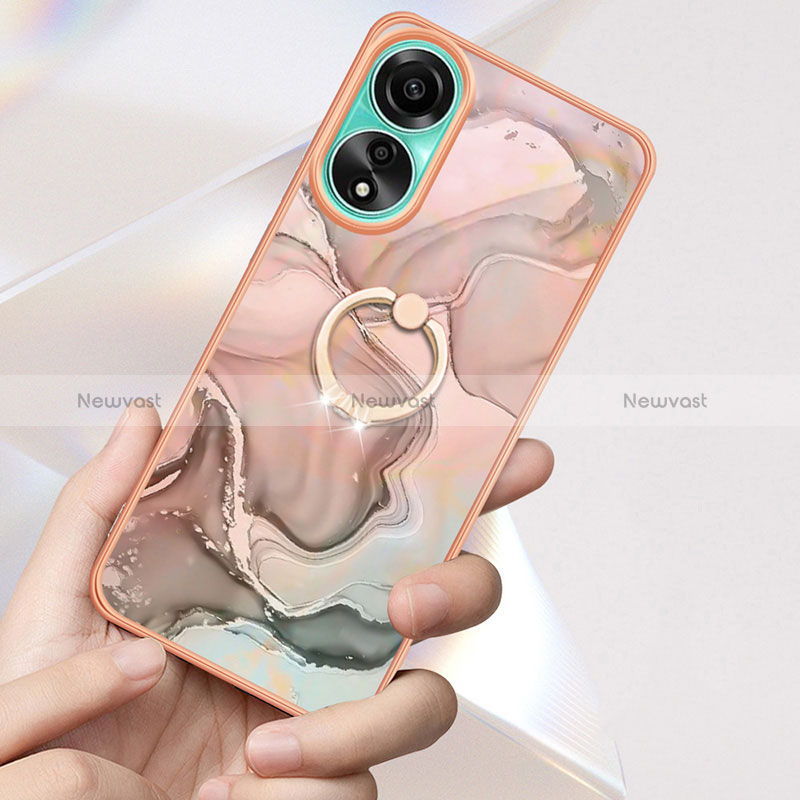 Silicone Candy Rubber Gel Fashionable Pattern Soft Case Cover with Finger Ring Stand YB1 for Oppo A78 4G