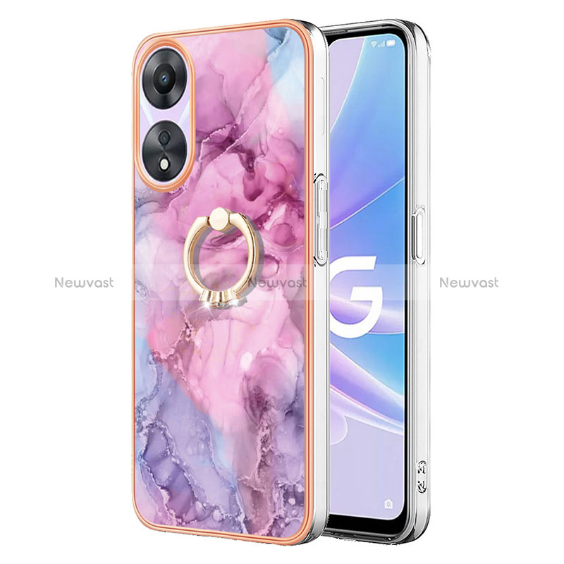 Silicone Candy Rubber Gel Fashionable Pattern Soft Case Cover with Finger Ring Stand YB1 for Oppo A78 5G