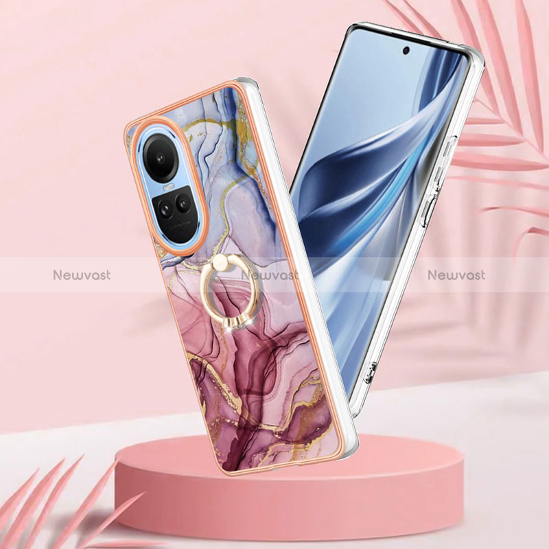 Silicone Candy Rubber Gel Fashionable Pattern Soft Case Cover with Finger Ring Stand YB1 for Oppo Reno10 5G