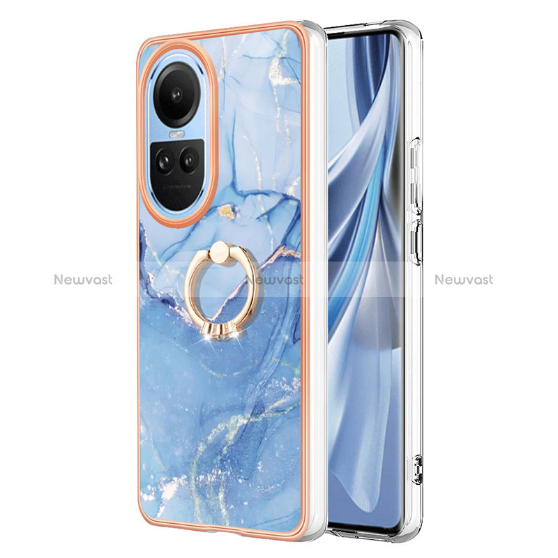 Silicone Candy Rubber Gel Fashionable Pattern Soft Case Cover with Finger Ring Stand YB1 for Oppo Reno10 Pro 5G