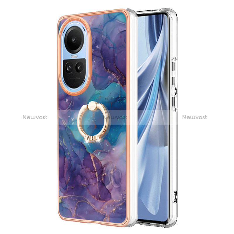 Silicone Candy Rubber Gel Fashionable Pattern Soft Case Cover with Finger Ring Stand YB1 for Oppo Reno10 Pro 5G