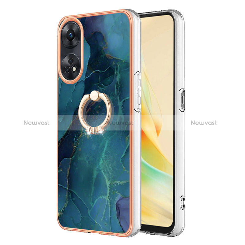 Silicone Candy Rubber Gel Fashionable Pattern Soft Case Cover with Finger Ring Stand YB1 for Oppo Reno8 T 4G