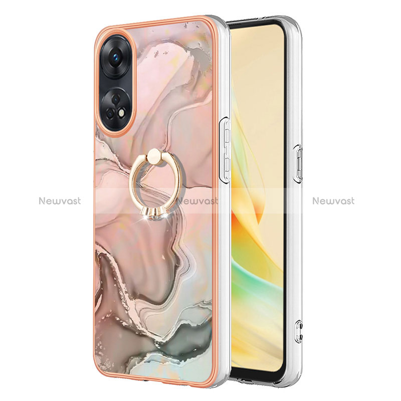 Silicone Candy Rubber Gel Fashionable Pattern Soft Case Cover with Finger Ring Stand YB1 for Oppo Reno8 T 4G Mixed