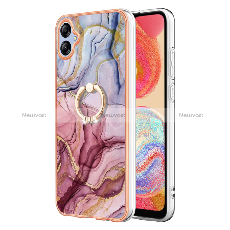 Silicone Candy Rubber Gel Fashionable Pattern Soft Case Cover with Finger Ring Stand YB1 for Samsung Galaxy A04 4G