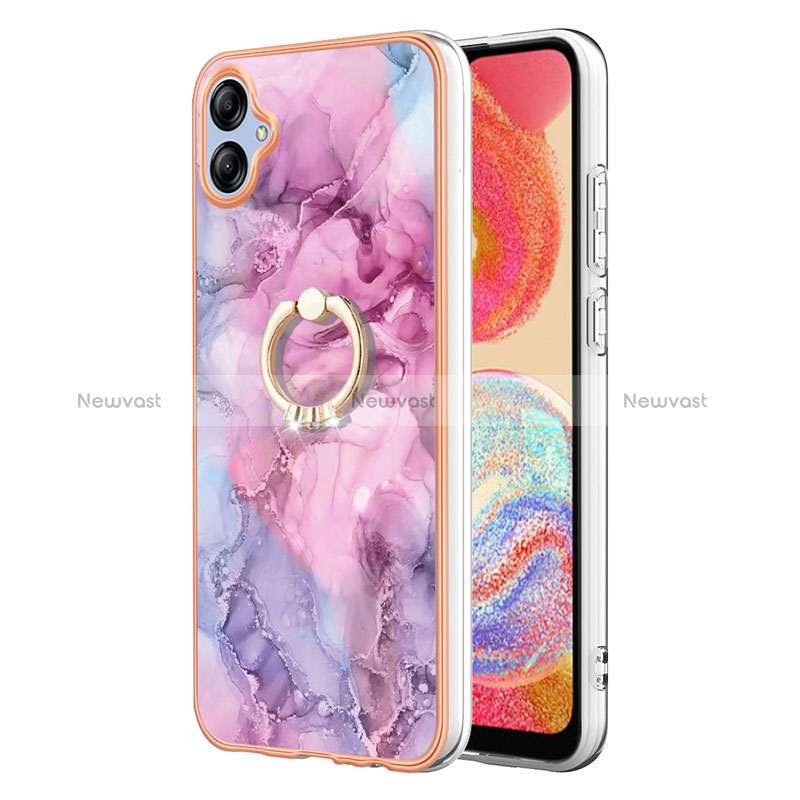 Silicone Candy Rubber Gel Fashionable Pattern Soft Case Cover with Finger Ring Stand YB1 for Samsung Galaxy A04 4G