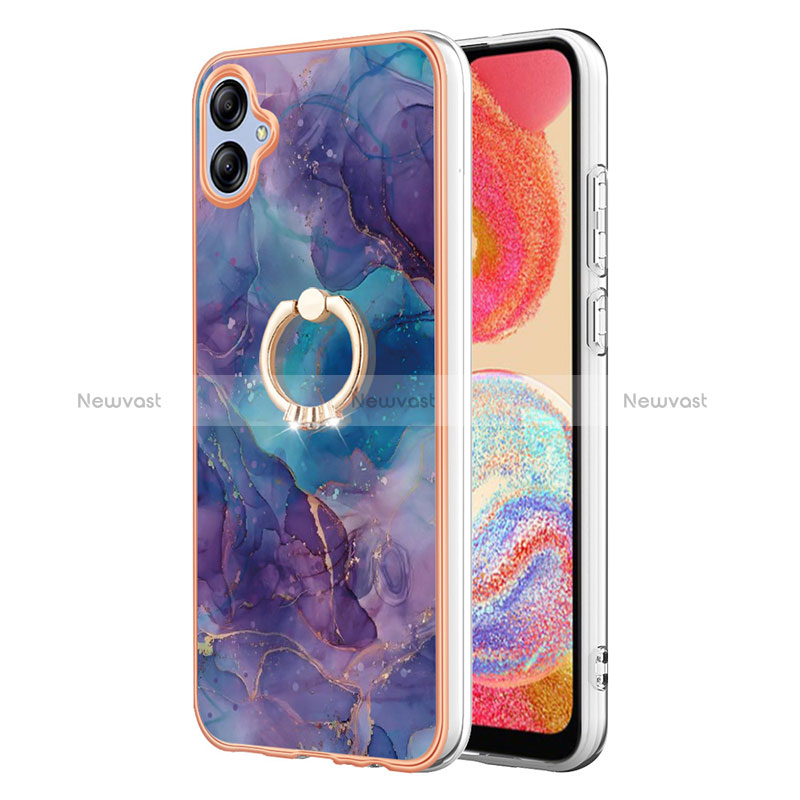 Silicone Candy Rubber Gel Fashionable Pattern Soft Case Cover with Finger Ring Stand YB1 for Samsung Galaxy A04 4G