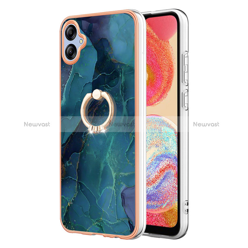 Silicone Candy Rubber Gel Fashionable Pattern Soft Case Cover with Finger Ring Stand YB1 for Samsung Galaxy A04 4G Green