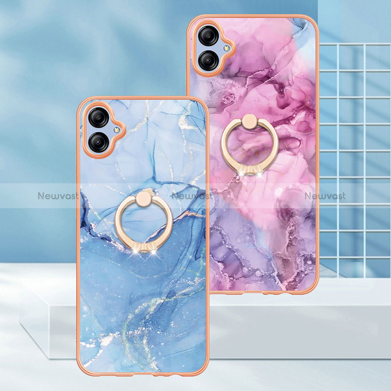 Silicone Candy Rubber Gel Fashionable Pattern Soft Case Cover with Finger Ring Stand YB1 for Samsung Galaxy A04E