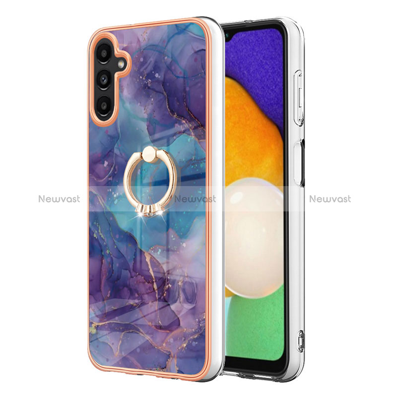 Silicone Candy Rubber Gel Fashionable Pattern Soft Case Cover with Finger Ring Stand YB1 for Samsung Galaxy A34 5G