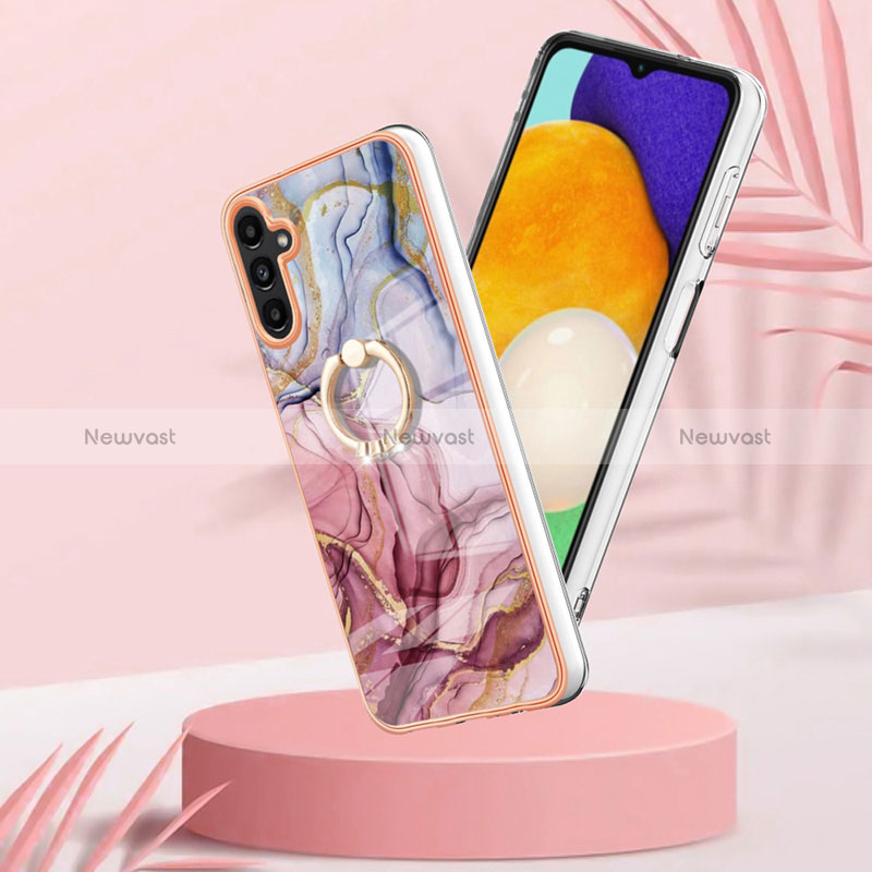 Silicone Candy Rubber Gel Fashionable Pattern Soft Case Cover with Finger Ring Stand YB1 for Samsung Galaxy A34 5G