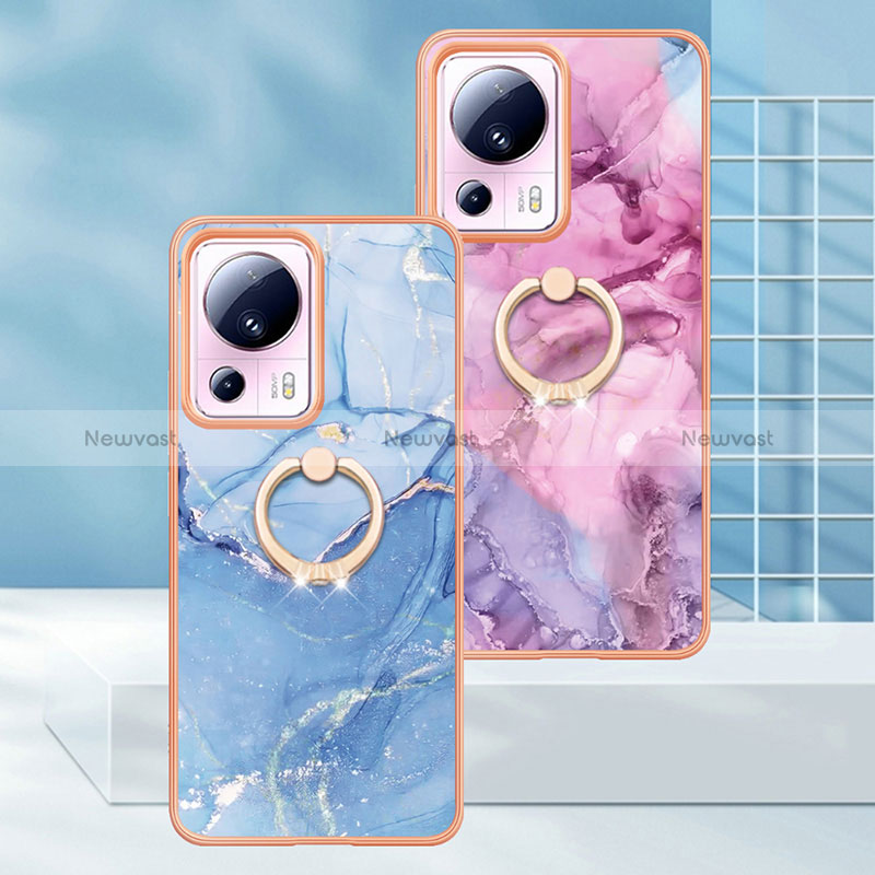 Silicone Candy Rubber Gel Fashionable Pattern Soft Case Cover with Finger Ring Stand YB1 for Xiaomi Civi 2 5G