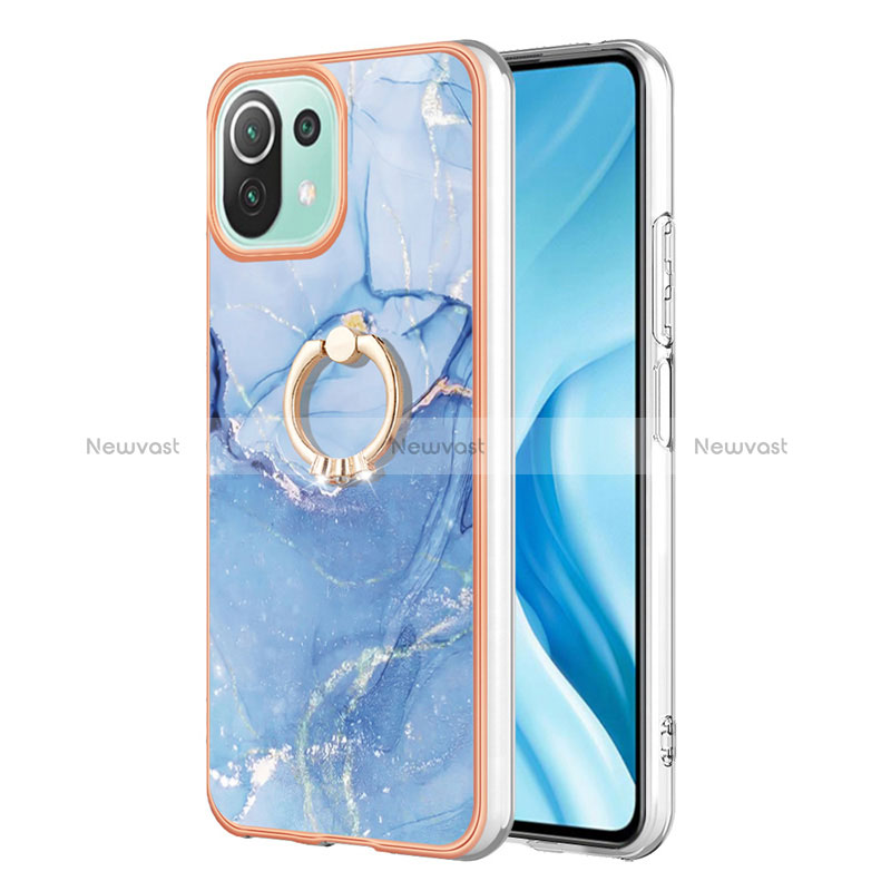 Silicone Candy Rubber Gel Fashionable Pattern Soft Case Cover with Finger Ring Stand YB1 for Xiaomi Mi 11 Lite 5G NE