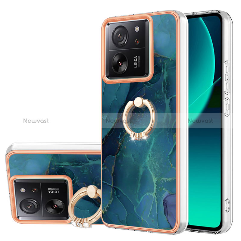 Silicone Candy Rubber Gel Fashionable Pattern Soft Case Cover with Finger Ring Stand YB1 for Xiaomi Mi 13T 5G