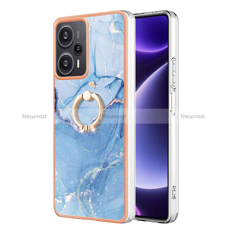 Silicone Candy Rubber Gel Fashionable Pattern Soft Case Cover with Finger Ring Stand YB1 for Xiaomi Poco F5 5G