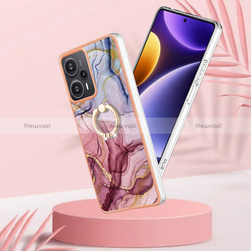 Silicone Candy Rubber Gel Fashionable Pattern Soft Case Cover with Finger Ring Stand YB1 for Xiaomi Poco F5 5G