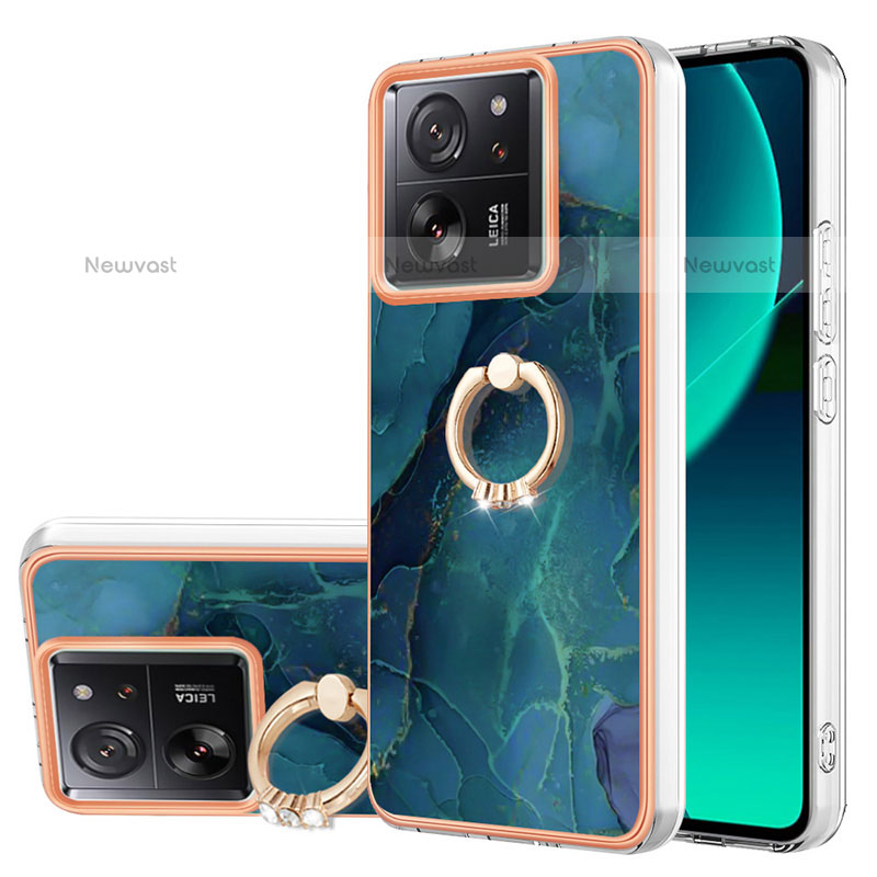 Silicone Candy Rubber Gel Fashionable Pattern Soft Case Cover with Finger Ring Stand YB1 for Xiaomi Redmi K60 Ultra 5G Green