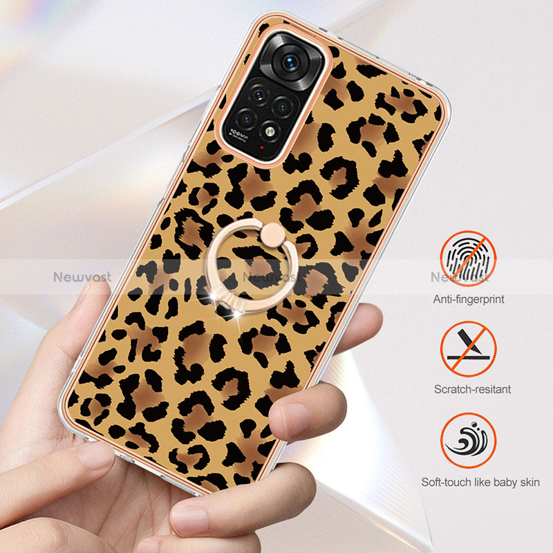 Silicone Candy Rubber Gel Fashionable Pattern Soft Case Cover with Finger Ring Stand YB1 for Xiaomi Redmi Note 11 4G (2022)