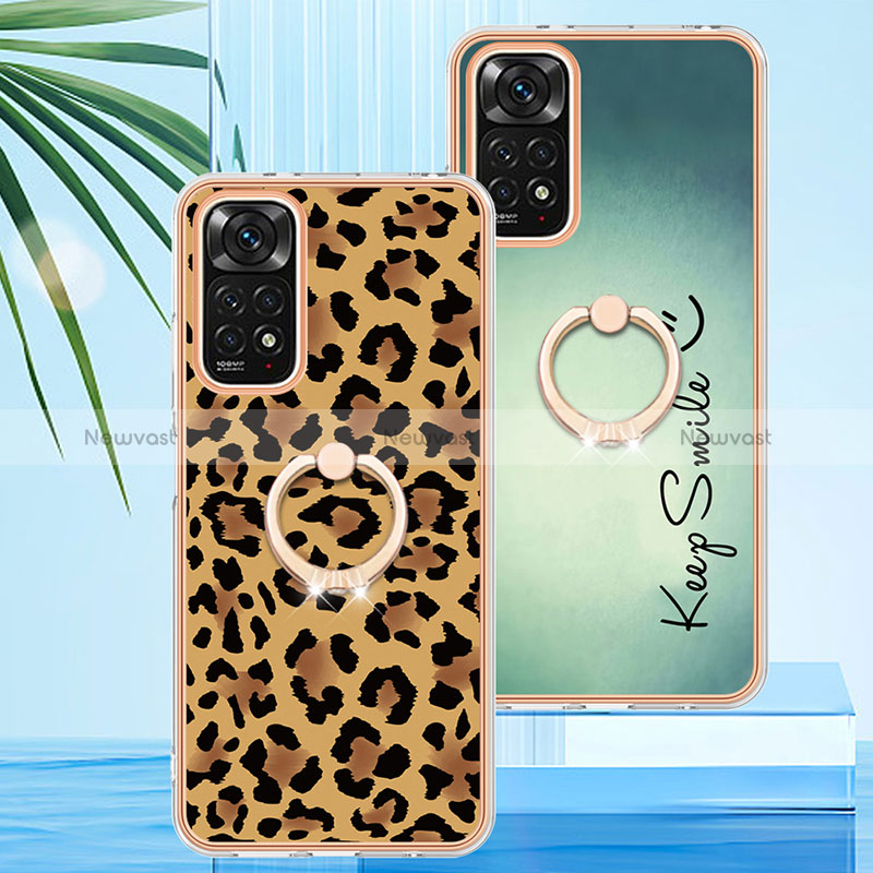 Silicone Candy Rubber Gel Fashionable Pattern Soft Case Cover with Finger Ring Stand YB1 for Xiaomi Redmi Note 11S 4G