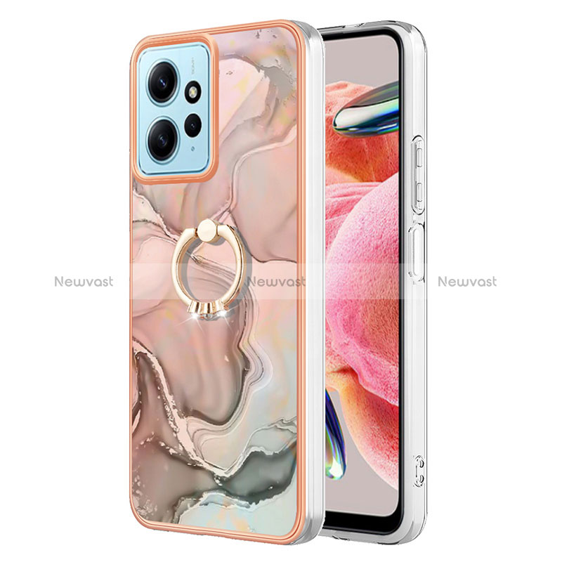 Silicone Candy Rubber Gel Fashionable Pattern Soft Case Cover with Finger Ring Stand YB1 for Xiaomi Redmi Note 12 4G