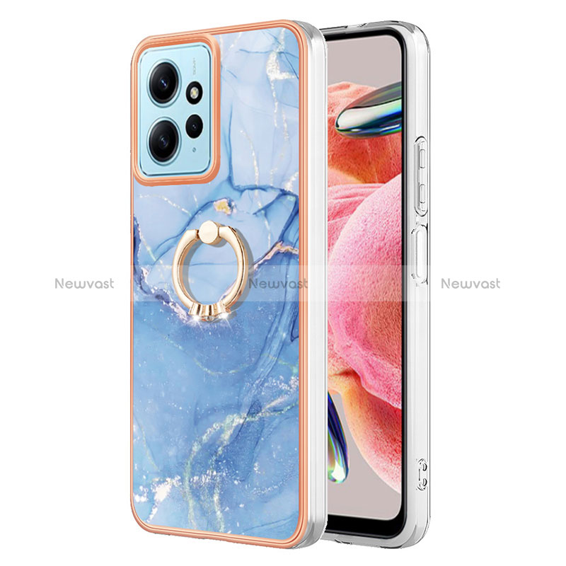 Silicone Candy Rubber Gel Fashionable Pattern Soft Case Cover with Finger Ring Stand YB1 for Xiaomi Redmi Note 12 4G