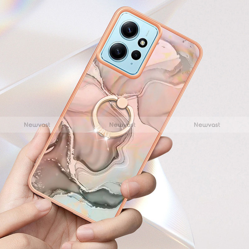 Silicone Candy Rubber Gel Fashionable Pattern Soft Case Cover with Finger Ring Stand YB1 for Xiaomi Redmi Note 12 4G