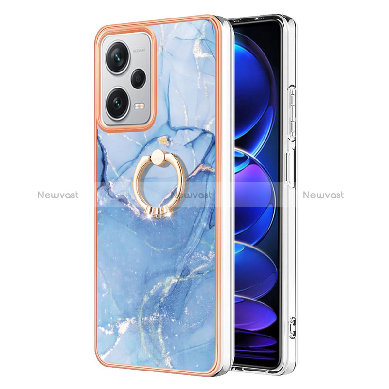 Silicone Candy Rubber Gel Fashionable Pattern Soft Case Cover with Finger Ring Stand YB1 for Xiaomi Redmi Note 12 Explorer