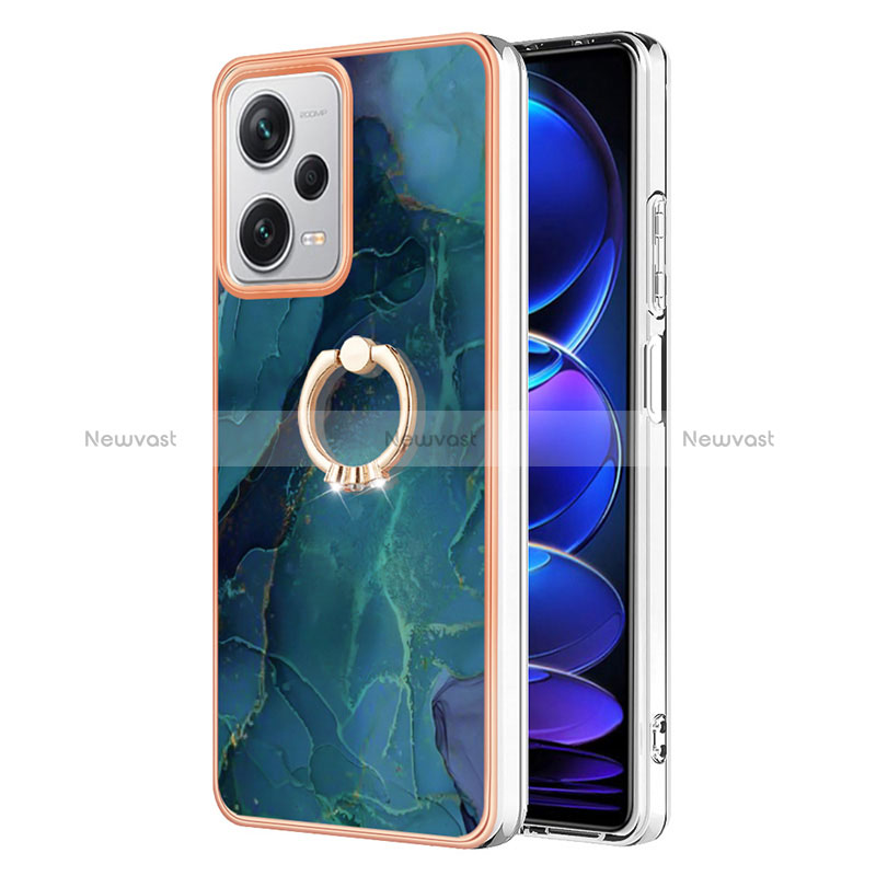 Silicone Candy Rubber Gel Fashionable Pattern Soft Case Cover with Finger Ring Stand YB1 for Xiaomi Redmi Note 12 Explorer