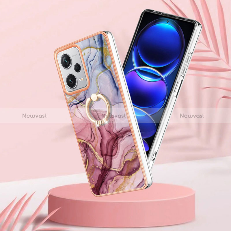 Silicone Candy Rubber Gel Fashionable Pattern Soft Case Cover with Finger Ring Stand YB1 for Xiaomi Redmi Note 12 Explorer