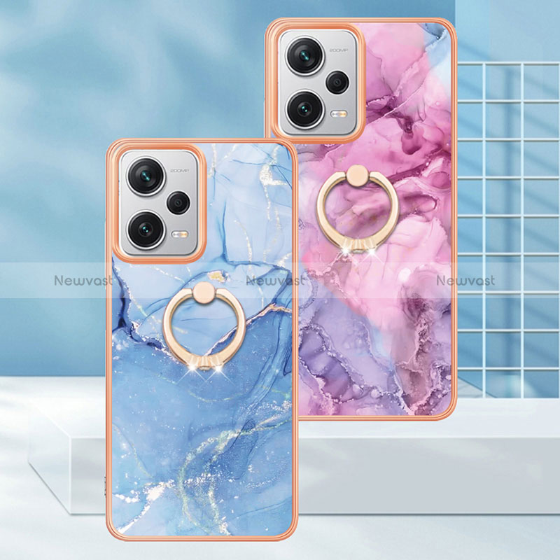 Silicone Candy Rubber Gel Fashionable Pattern Soft Case Cover with Finger Ring Stand YB1 for Xiaomi Redmi Note 12 Explorer