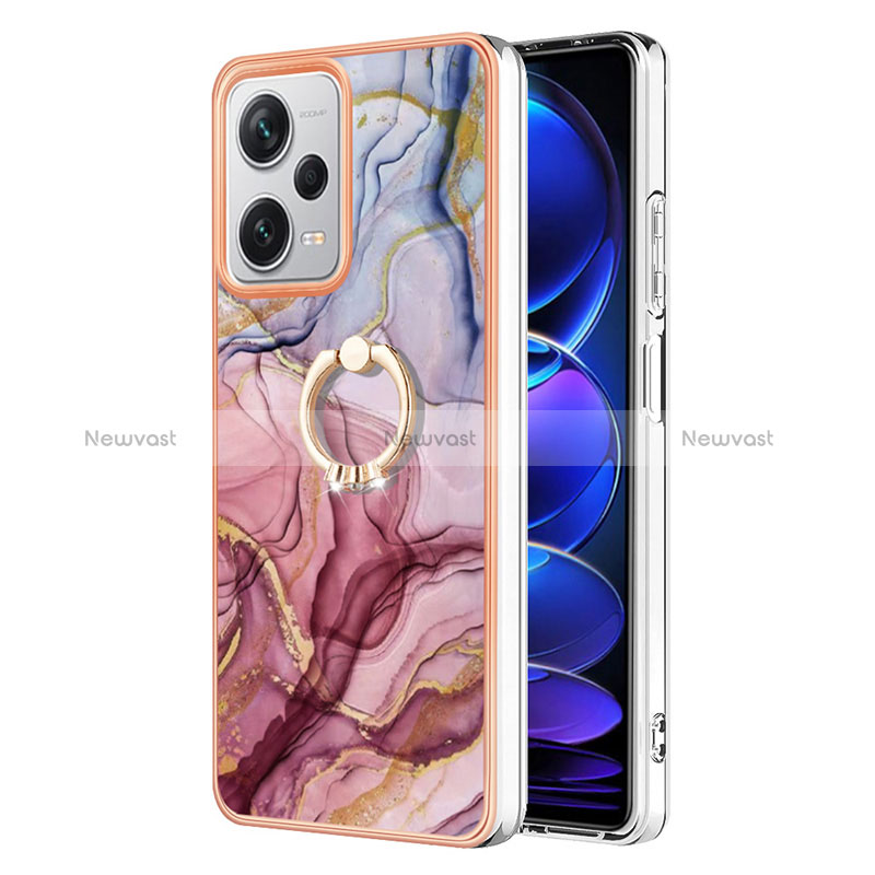 Silicone Candy Rubber Gel Fashionable Pattern Soft Case Cover with Finger Ring Stand YB1 for Xiaomi Redmi Note 12 Explorer Mixed