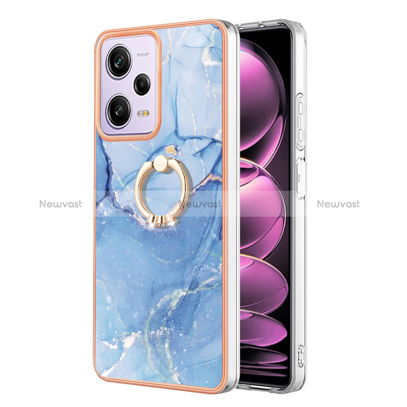 Silicone Candy Rubber Gel Fashionable Pattern Soft Case Cover with Finger Ring Stand YB1 for Xiaomi Redmi Note 12 Pro 5G