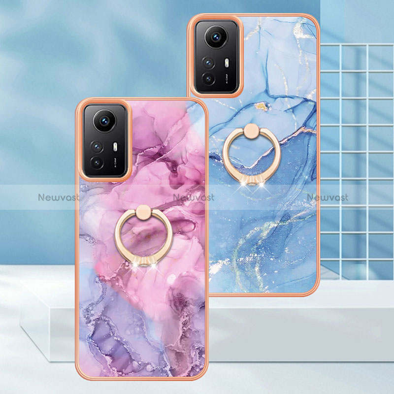 Silicone Candy Rubber Gel Fashionable Pattern Soft Case Cover with Finger Ring Stand YB1 for Xiaomi Redmi Note 12S