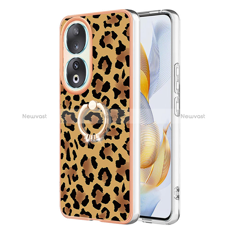 Silicone Candy Rubber Gel Fashionable Pattern Soft Case Cover with Finger Ring Stand YB2 for Huawei Honor 90 5G