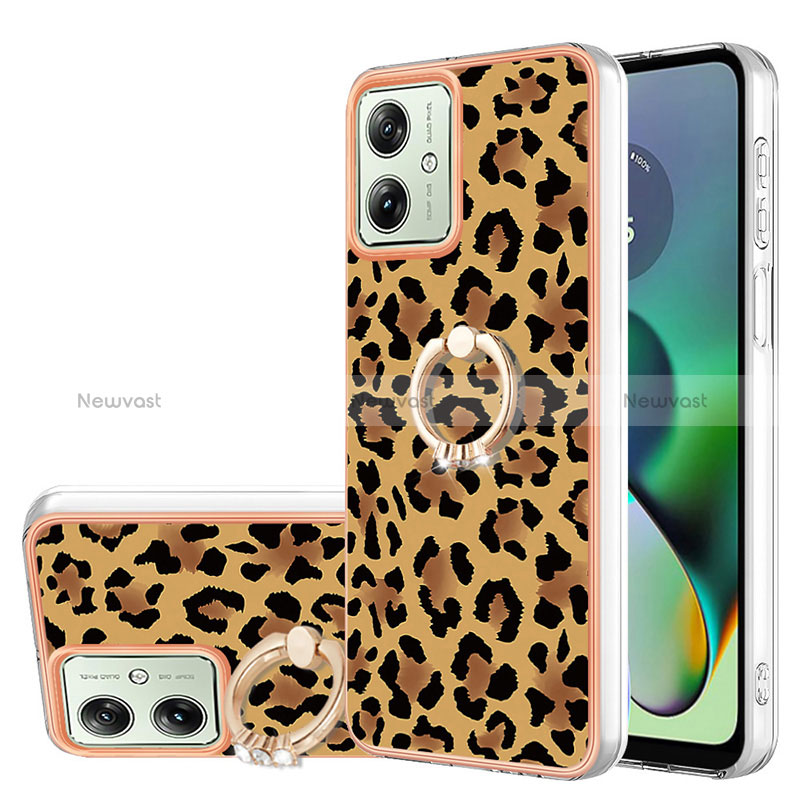 Silicone Candy Rubber Gel Fashionable Pattern Soft Case Cover with Finger Ring Stand YB2 for Motorola Moto G54 5G