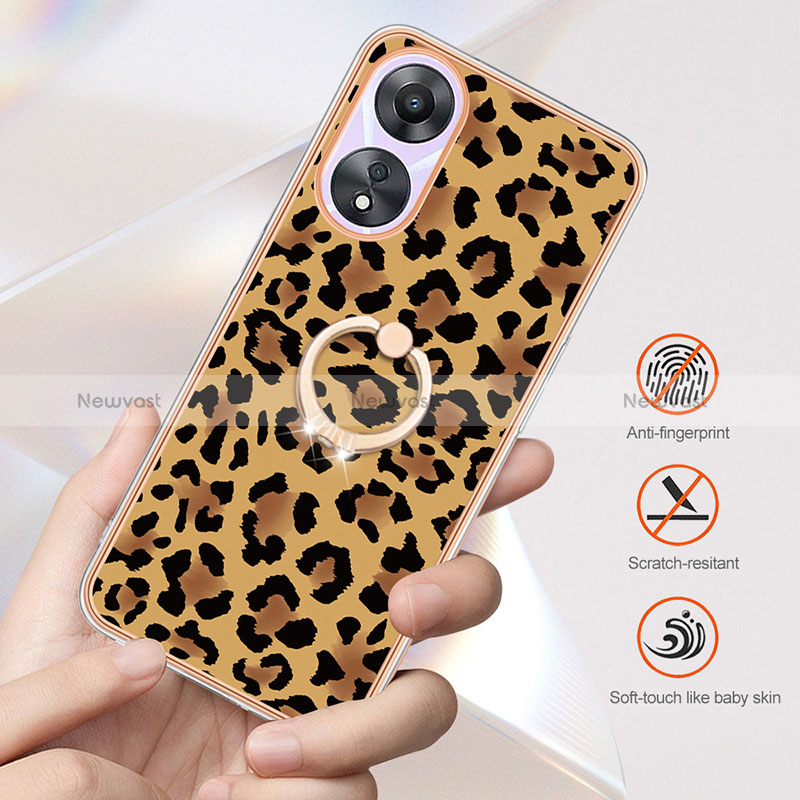 Silicone Candy Rubber Gel Fashionable Pattern Soft Case Cover with Finger Ring Stand YB2 for Oppo A58 5G