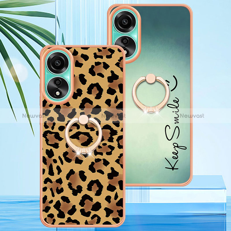 Silicone Candy Rubber Gel Fashionable Pattern Soft Case Cover with Finger Ring Stand YB2 for Oppo A78 4G