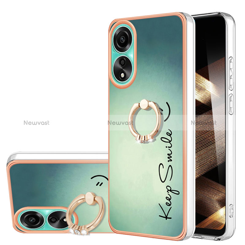 Silicone Candy Rubber Gel Fashionable Pattern Soft Case Cover with Finger Ring Stand YB2 for Oppo A78 4G