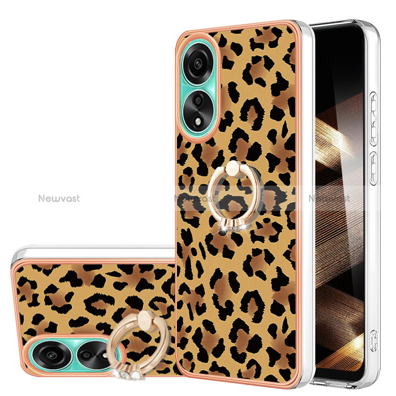 Silicone Candy Rubber Gel Fashionable Pattern Soft Case Cover with Finger Ring Stand YB2 for Oppo A78 4G