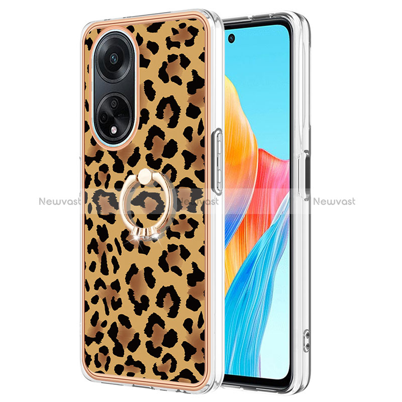 Silicone Candy Rubber Gel Fashionable Pattern Soft Case Cover with Finger Ring Stand YB2 for Oppo A98 5G