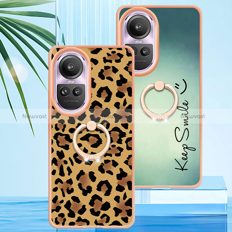 Silicone Candy Rubber Gel Fashionable Pattern Soft Case Cover with Finger Ring Stand YB2 for Oppo Reno10 Pro 5G
