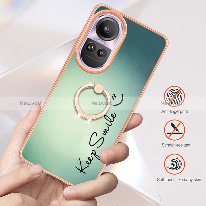 Silicone Candy Rubber Gel Fashionable Pattern Soft Case Cover with Finger Ring Stand YB2 for Oppo Reno10 Pro 5G