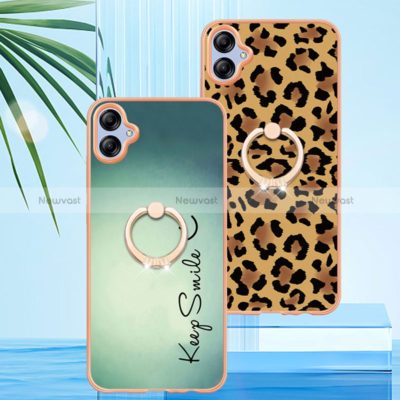 Silicone Candy Rubber Gel Fashionable Pattern Soft Case Cover with Finger Ring Stand YB2 for Samsung Galaxy A04 4G