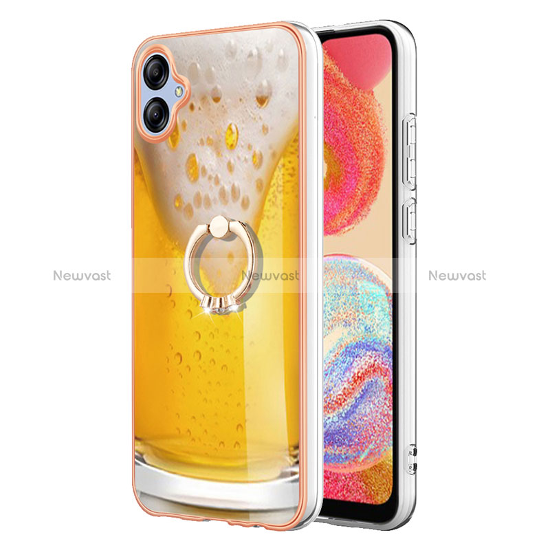 Silicone Candy Rubber Gel Fashionable Pattern Soft Case Cover with Finger Ring Stand YB2 for Samsung Galaxy A04 4G