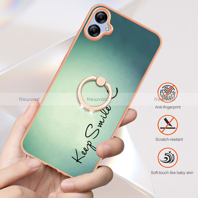 Silicone Candy Rubber Gel Fashionable Pattern Soft Case Cover with Finger Ring Stand YB2 for Samsung Galaxy A04E