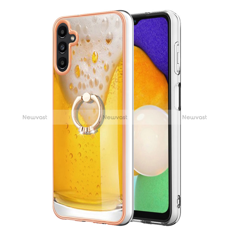 Silicone Candy Rubber Gel Fashionable Pattern Soft Case Cover with Finger Ring Stand YB2 for Samsung Galaxy A04s